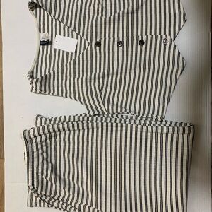 H&M Cream and Black Striped Wide Leg Jumpsuit